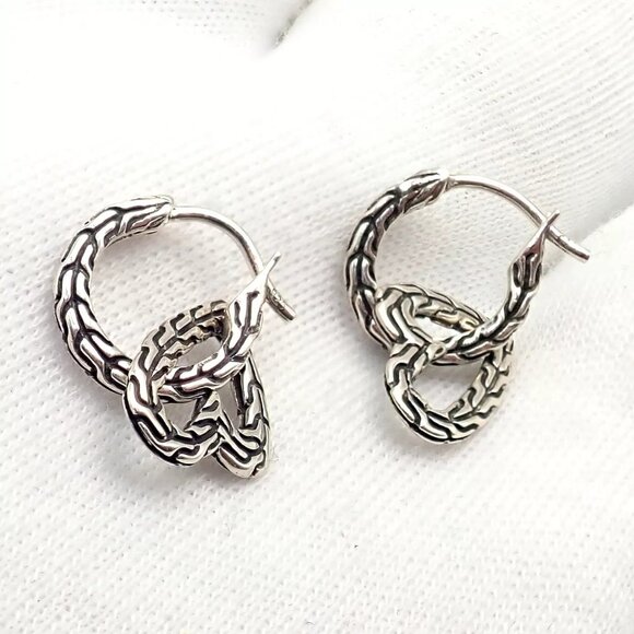 Authentic! John Hardy JH Silver Manah Heart Earrings - Picture 4 of 10